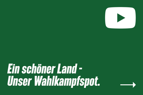 Sharepic mit Youtube-Logo & Text "Ein schöner Land - Unser Wahlkampfspot."